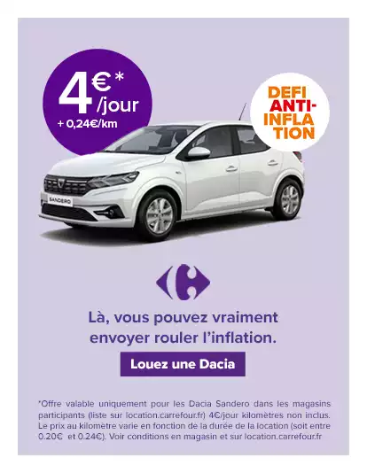 Campagne de communication de Carrefour Location pour les Dacia Sandero